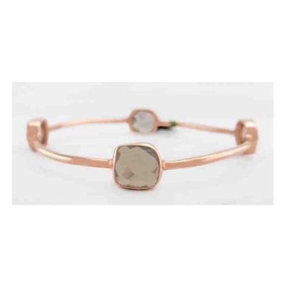 Genuine 8.16 Cts Smoky Topaz Bangle .925 Silver (rose finish)